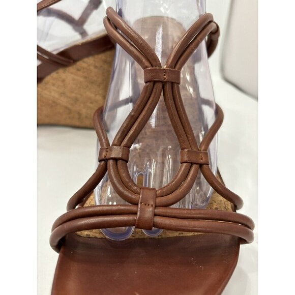 Kenneth Cole Reaction Don’t Dare 8.5M Sandals Brown Cork Wedge Y2K Strappy Shoes - Picture 4 of 12
